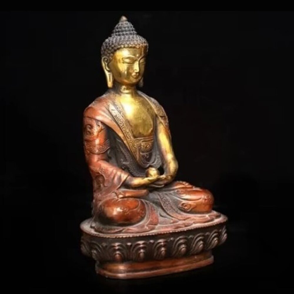 SHAKYAMUNI Artisan DRAGON BUDDHA Statue 8 Painted Bronze Metal Painted Spiritual - Picture 7 of 10
